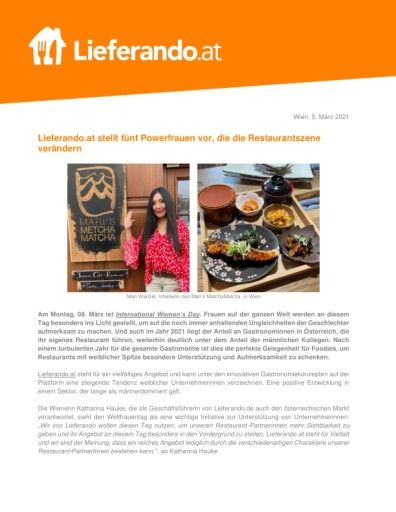 Vorschau Bild von Pressemeldung Lieferando.at Internationaler Weltfrauentag