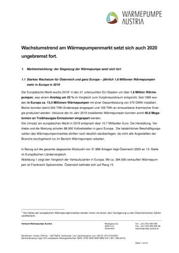 Vorschau Bild von Pressemitteilung: Wachstumstrend am Wärmepumpenmarkt setzt sich auch 2020 ungebremst fort