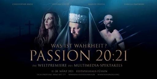 Bibel TV zeigt mit "Passion 2:1" am Karfreitag eine moderne
Version der Passionsgeschichte / Die als Theaterstück geplante
Inszenierung aus dem Festspielhaus Neuschwanstein wird spektakulär
verfilmt / Passion 2:1 als multimediales Filmkunstwerk / Weiterer
Text über ots und www.presseportal.de/nr/55188 / Die Verwendung
dieses Bildes ist für redaktionelle Zwecke unter Beachtung ggf.
genannter Nutzungsbedingungen honorarfrei. Veröffentlichung bitte
mit Bildrechte-Hinweis.