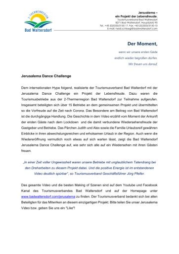 Vorschau Bild von Presseaussendung Jerusalema Dance Challenge