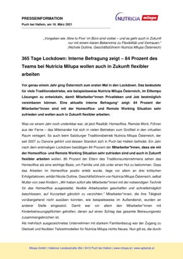 Vorschau Bild von Presseinformation Nutricia Milupa Österreich