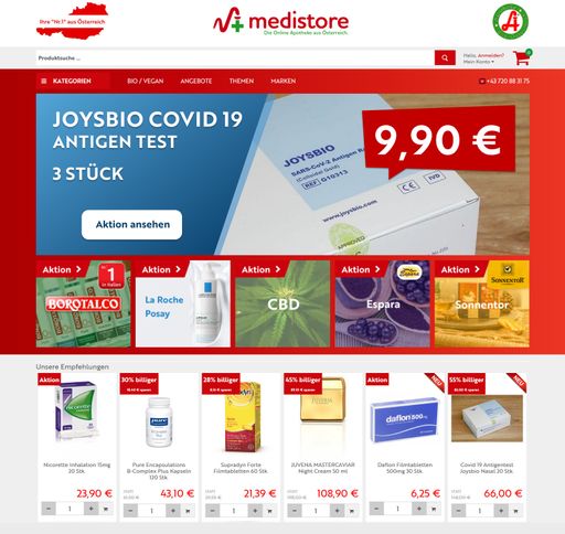  medistore.at: Drei Corona-Selbsttests um nur 9,90
Euro.