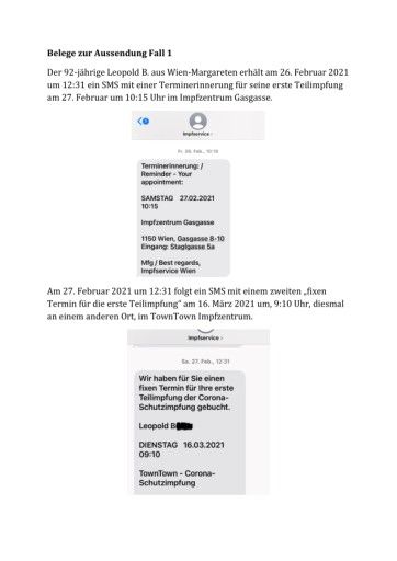 Vorschau Bild von Aussendung mit Belegen