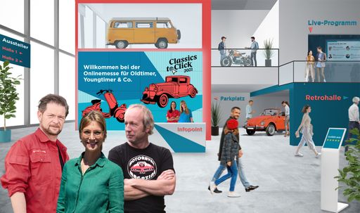 Countdown zur 2. Classics to Click: Promis, Shows und
Live-Auktionen auf größter Oldtimer-Onlinemesse / Am 26. März
startet Deutschlands größte Onlinemesse für Oldtimer, Youngtimer &
Co., die Classics to Click. Dabei unter anderem die TV-Moderatoren
Det Müller (li.), Helge Thomsen und Deutschlands jüngste
Oldtimer-Sachverständige Laura Kukuk / Weiterer Text über ots und
www.presseportal.de/nr/140927 / Die Verwendung dieses Bildes ist für
redaktionelle Zwecke unter Beachtung ggf. genannter
Nutzungsbedingungen honorarfrei. Veröffentlichung bitte mit
Bildrechte-Hinweis.