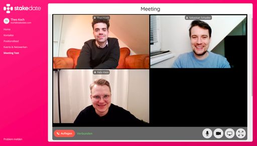  Gründer von stakedate im selbstentwickelten
Videochat