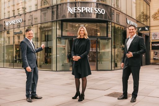v.l.: Klaus Slamanig (B2C Commercial Director
Nespresso Österreich), Nina Ganahl (Marketing Director Nespresso
Österreich), Alessandro Piccinini (Geschäftsführer Nespresso
Österreich)