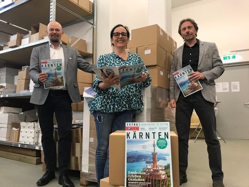 Freuen sich über das gelungene Projekt: Kärnten
Werbung Geschäftsführer Christian Kresse, Projektkoordinatorin Ute
Zaworka, Marketingleiter Martin Doblhammer (v.l.)