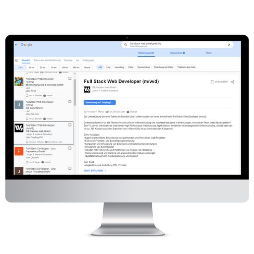 Vorschau Bild von Google-Jobsuche in Österreich gestartet: So sieht
die neue Google-Jobsuche aus.