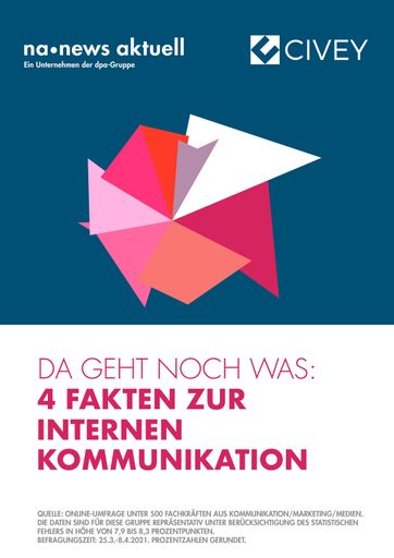 Vorschau Bild von Jeder zweite Kommunikationsprofi bescheinigt der internen
Kommunikation seit Beginn der Pandemie eine gute, jeder dritte
hingegen eine schlechte Note. Zu diesem Ergebnis kommt eine Umfrage
der dpa-Tochter news aktuell und des Berliner
Meinungsforschungs-Startup Civey. An der Online-Befragung haben
Anfang April 2021 500 Fachkräfte aus Kommunikation, Marketing und
Medien teilgenommen. / Weiterer Text über ots und
www.presseportal.de/nr/6344 / Die Verwendung dieses Bildes ist für
redaktionelle Zwecke unter Beachtung ggf. genannter
Nutzungsbedingungen honorarfrei. Veröffentlichung bitte mit
Bildrechte-Hinweis.