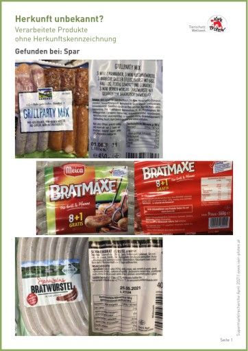 Vorschau Bild von Beispiele fehlender Kennzeichnung bei verarbeiteten Fleischprodukten