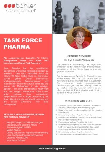  Dr. Eva Reinelt-Wasilewski, Senior Advisor Pharma