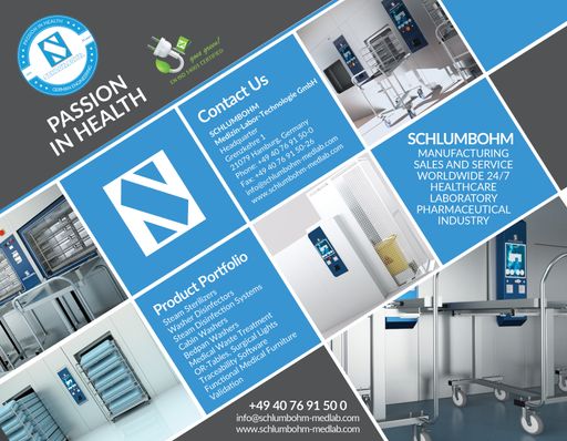 SCHLUMBOHM Medizin-Labor-Technologie GmbH, Steam Sterilizers;
Washer Disinfectors; Steam Disinfection Systems; Cabin Washers;
Bedpan Washers; Medical Waste Treatment; OR-Tables; Surgical Lights;
Traceability Software; Functional Medical Furniture; Validation. /
Weiterer Text über ots und www.presseportal.de/nr/153367 / Die
Verwendung dieses Bildes ist für redaktionelle Zwecke unter
Beachtung ggf. genannter Nutzungsbedingungen honorarfrei.
Veröffentlichung bitte mit Bildrechte-Hinweis.