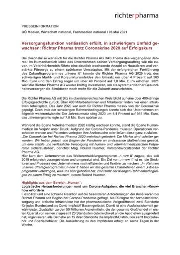 Vorschau Bild von Presseinformation Richter Pharma AG