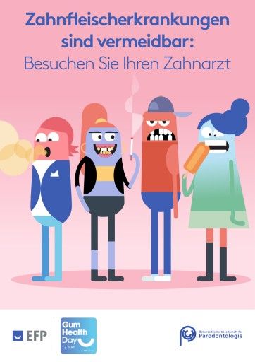 Vorschau Bild von Gum Health Day 2021 © EFP "Zahnfleischerkrankungen sind heilbar." Poster zu den Auswirkungen einer Parodontitis"