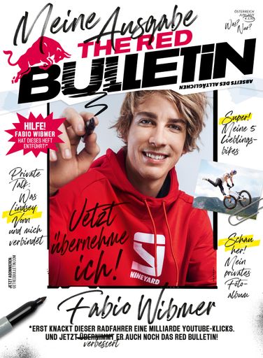  Das Cover der neuen "The Red Bulletin"-Ausgabe mit
Fabio Wibmer als Gast-Chefredakteur