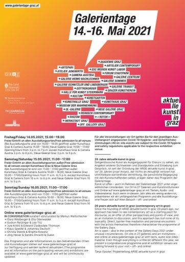  Galerientage 2021 vom 14. - 16. Mai PROGRAMM