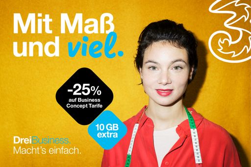 Mit Maß und viel: Minus 25 Prozent auf Grundgebühr
und 10 GB extra für Business Concept Neukunden.