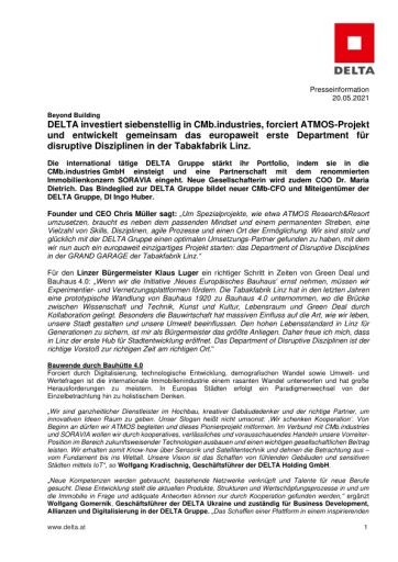 Vorschau Bild von Pressemeldung Einstieg DELTA CMb
