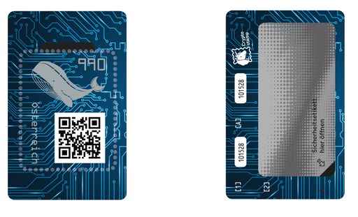 Crypto stamp 3.0: Der erste österreichische Briefmarkenblock mit
eingebautem NFC-Chip und Crypto-Technologie.