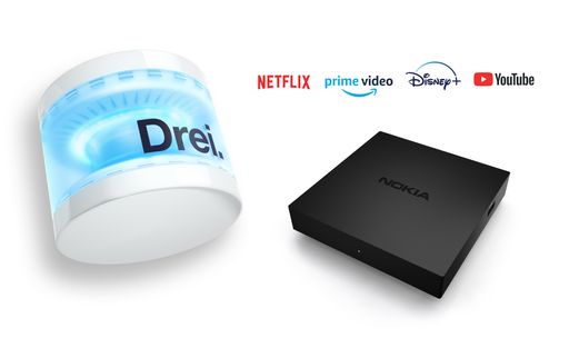 Das Streaming Duo: Drei Tube Internet Router &
Nokia Streaming Box 8000 – Highspeed Internet gepaart mit Ultra High
Definition Fernsehen