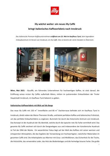 Vorschau Bild von Presseaussendung illy Caffè Kaufhaus Tyrol