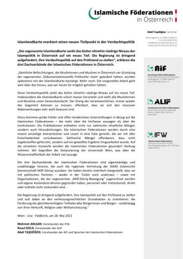 Vorschau Bild von Presseaussendung der Islamischen Föderationen in Österreich