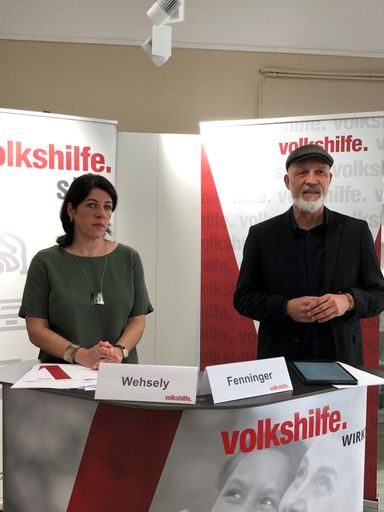 GF Tanja Wehsely und Dir. Erich Fenninger präsentieren die
Ergebnisse der Volkshilfe Umfrage unter langzeitarbeitslosen
Menschen aus den sozialökonomischen Betrieben der Volkshilfe Wien.