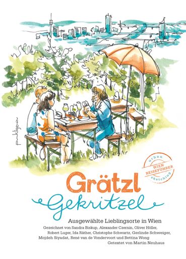  Am 1. Juni 2021 erschien im Wiener Verlag
punktgenau das Buch „Grätzlgekritzel“ – ein Reiseführer der
besonderen Art. Zehn Urban Sketcher* zeigen ihren individuellen
Blick auf Wien. Für jedes der acht Kapitel zeichneten sie ihre
persönlichen Lieblingsplätze. (* Zeichnen vor Ort, drinnen oder
draußen, nach direkter Beobachtung)