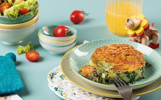 Bio-Kartoffel-Spinatgratin, eine von knapp 200
vegetarischen Speisenkomponenten im Sortiment