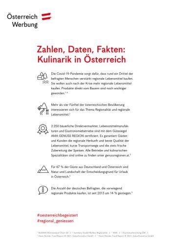 Vorschau Bild von Factsheet „Kulinarik in Österreich"