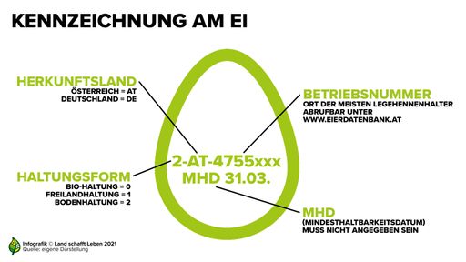 Kennzeichnung am Ei Infografik (Credit: Land
schafft Leben)