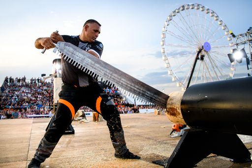 Vorschau Bild von Jason Wynyard of New Zeland competes during the
Stihl TIMBERSPORTS® Champions Trophy in Marseille, France on May 26,
2018.