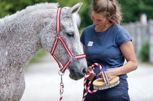 Hofleiterin der Pferdeklappe des Österreichischen
Tierschutzvereins Juliane von Crailsheim mit Araberstute Valewska