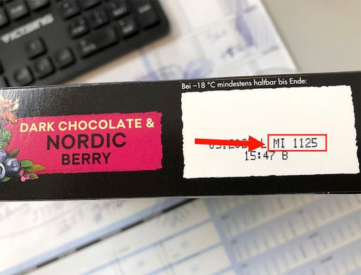 Vorschau Bild von Detailansicht, wo die Chargennummer auf der
Verpackung zu finden ist