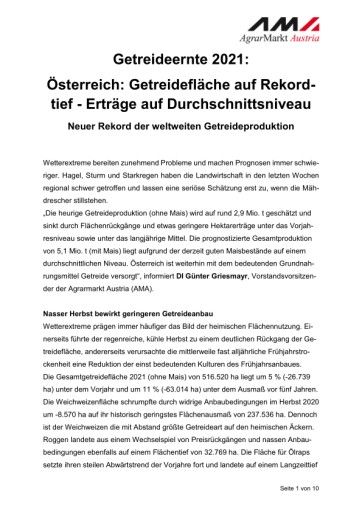 Vorschau Bild von Pressetext zur Getreide PK
