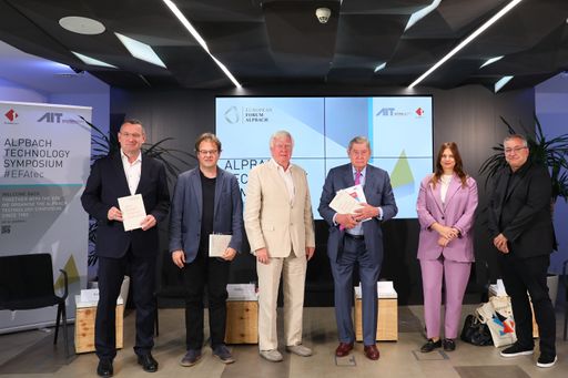  https://www.apa-fotoservice.at/galerie/26018
v.l.n.r.: Mag. Michael Hlava (Kommunikationschef, AIT Austrian
Institute of Technology), Mag. Martin Kugler
(Wissenschaftskommunikation, AIT Austrian Institute of Technology),
Univ. Prof. Dr. Wolfgang Knoll, wissenschaftlicher Geschäftsführer,
AIT Austrian Institute of Technology, Dr. Hannes Androsch
(Industrieller, Vizekanzler a.D., Herausgeber Jahrbuch Discussing
Technology), Mag.a Marlies Wirth (Kuratorin Vienna Biennale for
Change 2021 - Planet Love), Univ.-Prof. Dr. Manfred Tscheligi, Head
of AIT Center for Technology Experience; Center for Human-Computer
Interaction, Universität Salzburg