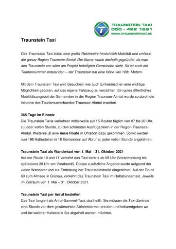 Vorschau Bild von Pressetext Traunstein Taxi