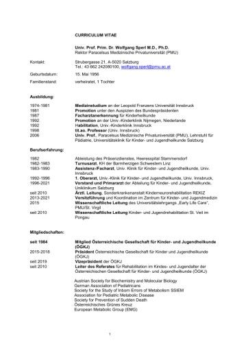 Vorschau Bild von Lebenslauf von Rektor Univ.-Prof. Wolfgang Sperl