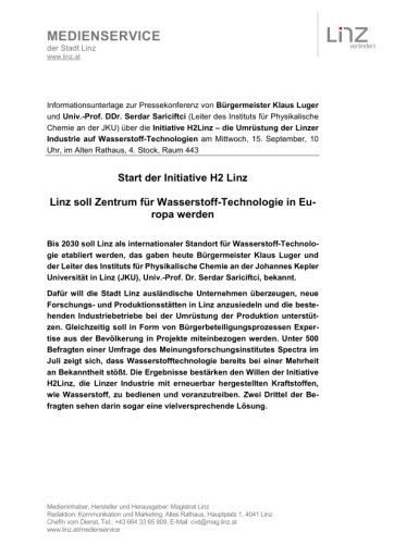 Vorschau Bild von PK-Unterlage Start der Initiative H2 Linz