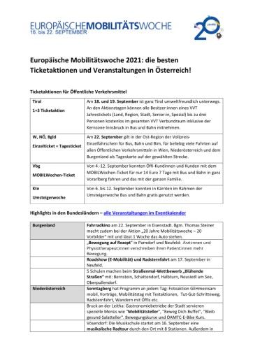 Vorschau Bild von Ticketaktionen und Highlights 2021
