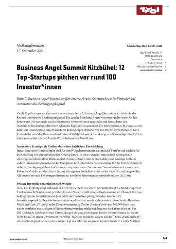 Vorschau Bild von Presseinfo Standortagentur Tirol Business Angel Summit 17 09 2021
