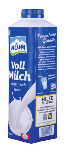 Vorschau Bild von nöm Milchpackung mit Informationsfeld