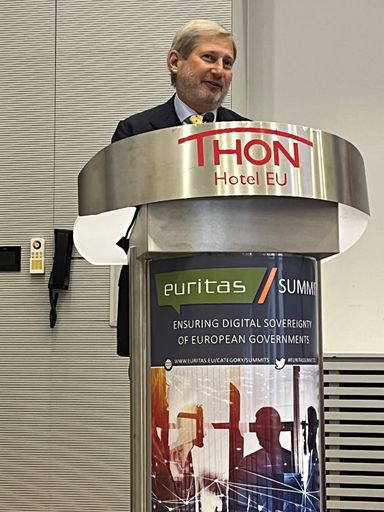 Vorschau Bild von EU-Kommissar für Haushalt und Verwaltung Johannes
Hahn spricht beim EURITAS-Summit 2021