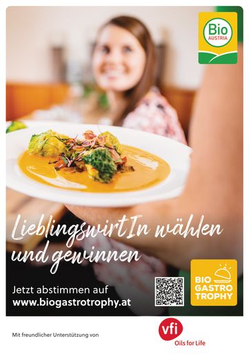 BIO AUSTRIA zeichnet die beliebtesten
Bio-Gastronomie-Betriebe des Landes aus