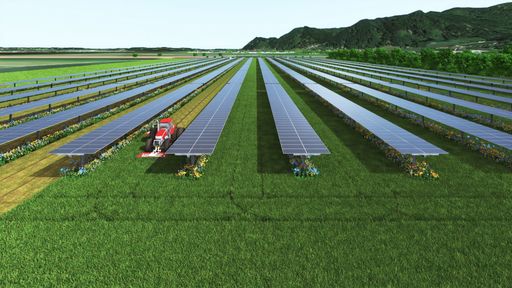 Vorschau Bild von Im Bewirtschaftungsmodus „Grünland“ werden die
Modultische waagrecht gestellt. Darunter kann z.B. gemäht, gedüngt…
werden. Die Steinschlaggefahr ist gering. © EWS Consulting GmbH