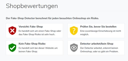 Vorschau Bild von Das Ampelsystem des Fake-Shop Detectors zeigt, ob
eine Bedrohung vorliegt oder nicht