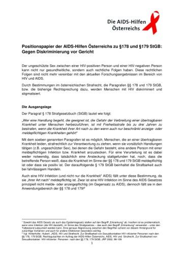 Vorschau Bild von Positionspapier der Österreichischen AIDS-Hilfen gegen die Diskriminierung HIV-positiver Menschen vor Gericht