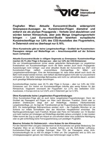 Vorschau Bild von Presseinformation Flughafen Wien