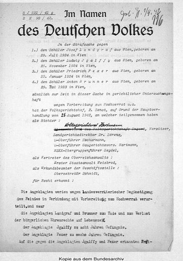  Urteil des Volksgerichtshofs Wien 1942