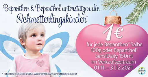 Vorschau Bild von Kampagnensujet "Bepanthen und Bepanthol
unterstützen die Schmetterlingskinder"